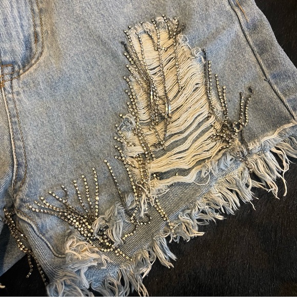 Rhinestone Denim Shorts - Picture 2 of 5